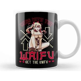 Baskı Dükkanı Cute Mess With the Waifu Get the Knifu Anime Kupa Bardak