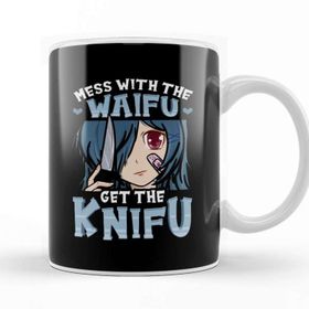 Baskı Dükkanı Cute Mess With the Waifu Get the Knifu Anime Kupa Bardak