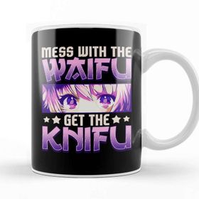 Baskı Dükkanı Cute Mess With the Waifu Get the Knifu Anime Kupa Bardak