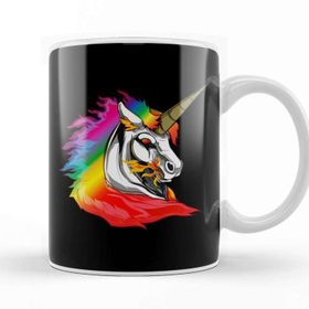 Baskı Dükkanı Cute Metal Rainbow Unicorn Metallic Mythical Horse Kupa