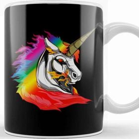 Baskı Dükkanı Cute Metal Rainbow Unicorn Metallic Mythical Horse Kupa