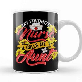 Baskı Dükkanı Cute My Favorite Nurse Calls Me Aunt Rn Family Beyaz 330 ml Porselen Kupa
