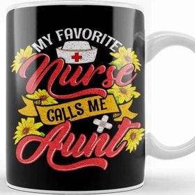 Baskı Dükkanı Cute My Favorite Nurse Calls Me Aunt Rn Family Beyaz 330 ml Porselen Kupa