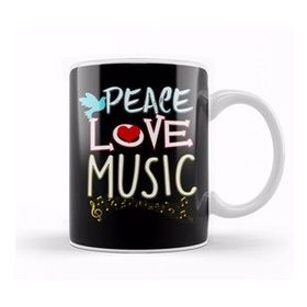 Baskı Dükkanı Cute Peace Love Music Hippie Hipster Festival Kupa Bardak