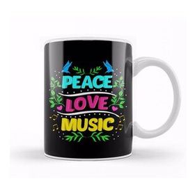Baskı Dükkanı Cute Peace Love Music Hippie Hipster Festival Kupa Bardak