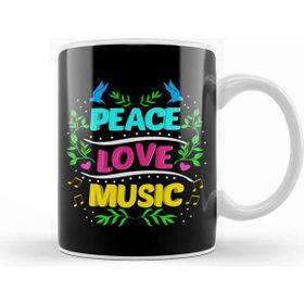 Baskı Dükkanı Cute Peace Love Music Hippie Hipster Festival Kupa Bardak