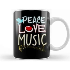 Baskı Dükkanı Cute Peace Love Music Hippie Hipster Festival Kupa Bardak