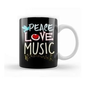Baskı Dükkanı Cute Peace Love Music Hippie Hipster Festival Kupa Bardak