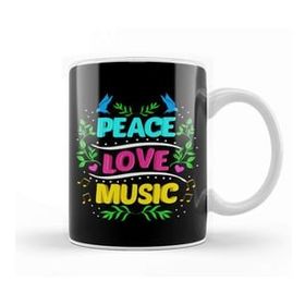 Baskı Dükkanı Cute Peace Love Music Hippie Hipster Festival Kupa Bardak
