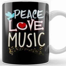 Baskı Dükkanı Cute Peace Love Music Hippie Hipster Festival Kupa Bardak