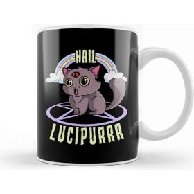 Baskı Dükkanı Cute Satanic Hail Lucipurr Rainbow Kitty Goth Kupa