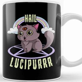 Baskı Dükkanı Cute Satanic Hail Lucipurr Rainbow Kitty Goth Kupa