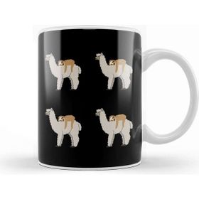 Baskı Dükkanı Cute Sloth Sleeping On Llama Pattern Kupa