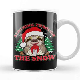 Baskı Dükkanı Cute Slothing Through The Snow Christmas Sloth Kupa