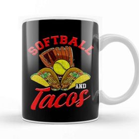 Baskı Dükkanı Cute Softball and Tacos Novelty Soft Ball Player Kupa Bardak
