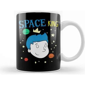Baskı Dükkanı Cute Space King Exploring Outerspace Astronaut Kupa Bardak