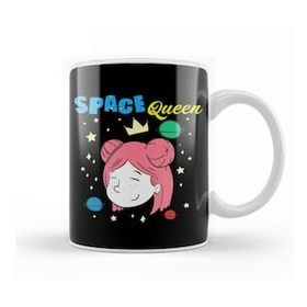 Baskı Dükkanı Cute Space Queen Exploring Outer Space Astronaut Kupa Bardak
