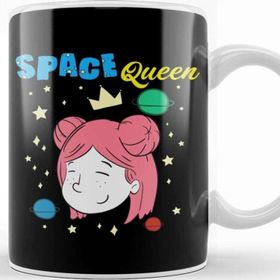 Baskı Dükkanı Cute Space Queen Exploring Outer Space Astronaut Kupa Bardak