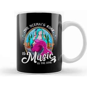 Baskı Dükkanı Cute The Ocean's Roar Is Music To The Soul Mermaid Beyaz 330 ml Porselen Kupa