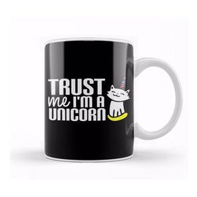 Baskı Dükkanı Cute Trust Me I'm A Unicorn Cat Kitty Unicorn Beyaz 330 ml Porselen Kupa Bardak
