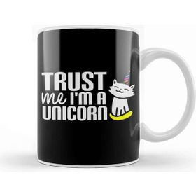 Baskı Dükkanı Cute Trust Me I'm A Unicorn Cat Kitty Unicorn Beyaz 330 ml Porselen Kupa Bardak