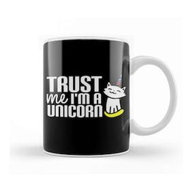 Baskı Dükkanı Cute Trust Me I'm A Unicorn Cat Kitty Unicorn Beyaz 330 ml Porselen Kupa Bardak