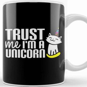 Baskı Dükkanı Cute Trust Me I'm A Unicorn Cat Kitty Unicorn Beyaz 330 ml Porselen Kupa Bardak