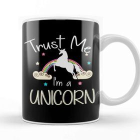 Baskı Dükkanı Cute Trust Me I'm A Unicorn Pun Obsessed Kid Beyaz 330 ml Porselen Kupa Bardak