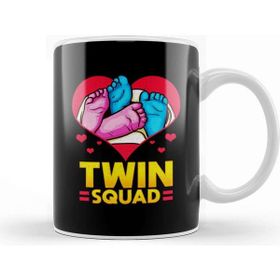 Baskı Dükkanı Cute Twin Squad Twinning Baby Feet Announcement Kupa Bardak