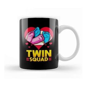 Baskı Dükkanı Cute Twin Squad Twinning Baby Feet Announcement Kupa Bardak