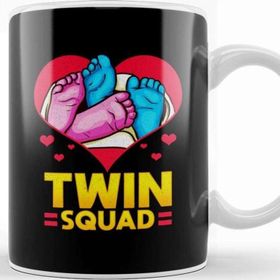 Baskı Dükkanı Cute Twin Squad Twinning Baby Feet Announcement Kupa Bardak