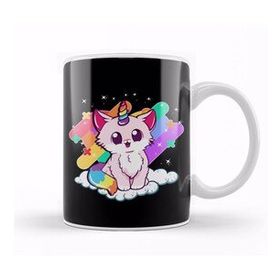 Baskı Dükkanı Cute Unicorn Cat Adorable Magical Rainbow Kitty Kupa Bardak