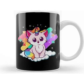 Baskı Dükkanı Cute Unicorn Cat Adorable Magical Rainbow Kitty Kupa Bardak