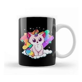 Baskı Dükkanı Cute Unicorn Cat Adorable Magical Rainbow Kitty Kupa Bardak