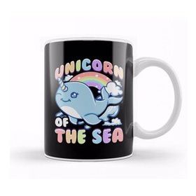 Baskı Dükkanı Cute Unicorn of the Sea Narwhal Rainbow Kupa Bardak