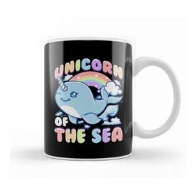 Baskı Dükkanı Cute Unicorn of the Sea Narwhal Rainbow Kupa Bardak