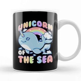 Baskı Dükkanı Cute Unicorn of the Sea Narwhal Rainbow Kupa Bardak
