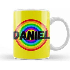 Baskı Dükkanı Daniel Name Personalized Custom Vintage Retro Rainbow Design Gift Baby Gift For Him Kupa