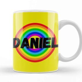 Baskı Dükkanı Daniel Name Personalized Custom Vintage Retro Rainbow Design Gift Baby Gift For Him Kupa
