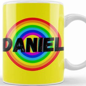 Baskı Dükkanı Daniel Name Personalized Custom Vintage Retro Rainbow Design Gift Baby Gift For Him Kupa