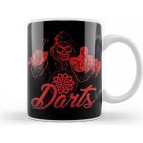 Baskı Dükkanı Darts Player Death Skeleton Dartboard Arrow Bullseye Target Kupa Bardak