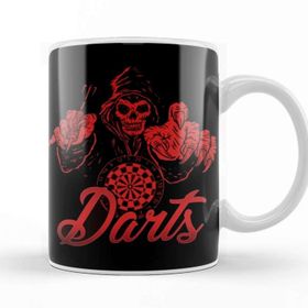 Baskı Dükkanı Darts Player Death Skeleton Dartboard Arrow Bullseye Target Kupa Bardak