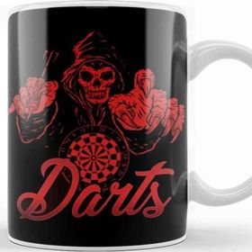 Baskı Dükkanı Darts Player Death Skeleton Dartboard Arrow Bullseye Target Kupa Bardak