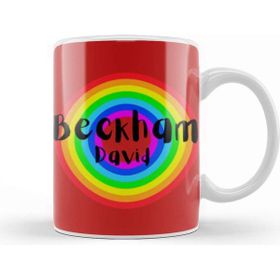 Baskı Dükkanı David Beckham Vintage Retro Rainbow Style Kupa Bardak