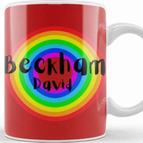 Baskı Dükkanı David Beckham Vintage Retro Rainbow Style Kupa Bardak