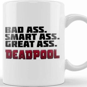 Baskı Dükkanı Deadpool Badass Smartass Greatass Funny Joke Deadpool Parody 03 Kupa
