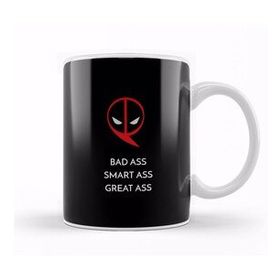 Baskı Dükkanı Deadpool Badass Smartass Greatass Funny Joke Deadpool Parody 04 Kupa