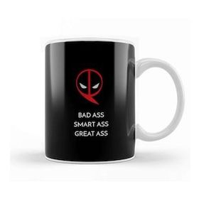 Baskı Dükkanı Deadpool Badass Smartass Greatass Funny Joke Deadpool Parody 04 Kupa