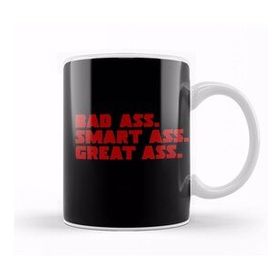 Baskı Dükkanı Deadpool Badass Smartass Greatass Funny Joke Deadpool Parody Beyaz 330 ml Porselen Kupa Bardak