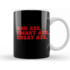 Baskı Dükkanı Deadpool Badass Smartass Greatass Funny Joke Deadpool Parody Beyaz 330 ml Porselen Kupa Bardak